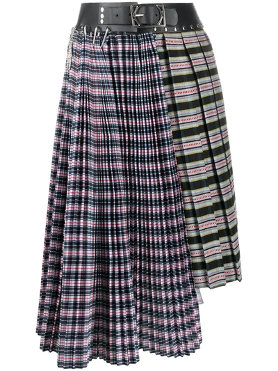 Chopova Lowena Tartan-print Asymmetric Skirt In White