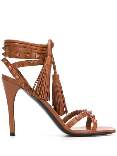Valentino Garavani Rockstud Flair Sandals In Brown