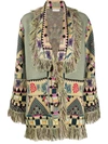 Etro Jacquard Cardigan With Fringe In Multicolour