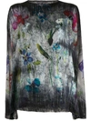 Avant Toi Floral Printed Sweater In Grey
