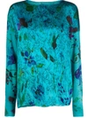 Avant Toi Floral Printed Sweater In Blue