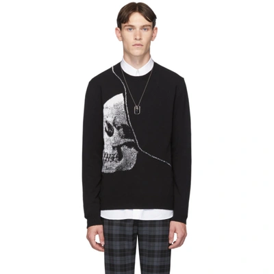 Alexander Mcqueen Intarsia Knit Skull Motif Jumper In Black