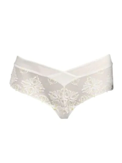 Chantelle Women's Champs Elysse Lace Embroidered Hipster In Milk Citron