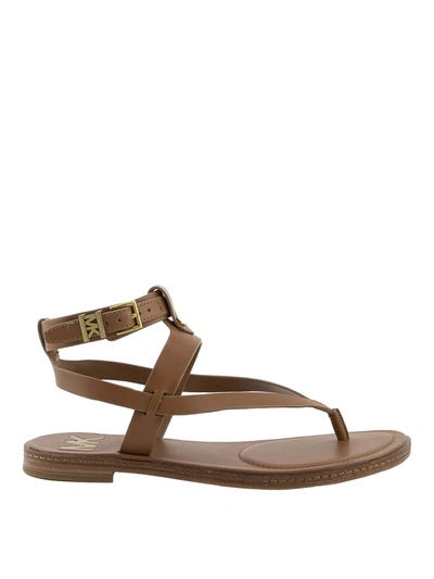 Michael Kors Pearson Leather Sandals In Camel