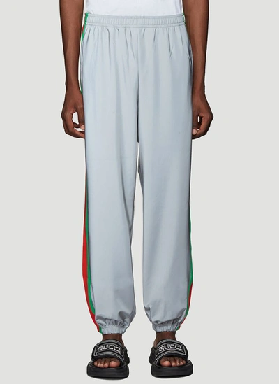 Gucci Reflector Web Sweatpants In Grey