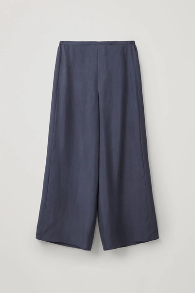 Cos Mulberry Silk Wide-leg Trousers In Blue