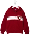 Dolce & Gabbana Kids' Dg Heritage Knitted Hoodie In Red