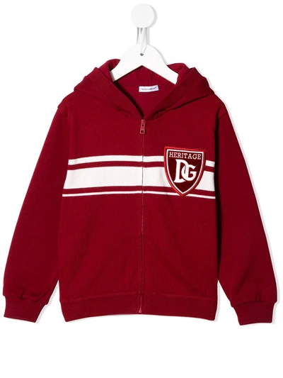 Dolce & Gabbana Kids' Dg Heritage Knitted Hoodie In Red