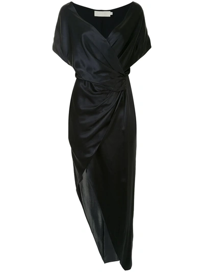 Michelle Mason Wrap Style Silk Dress In Blue