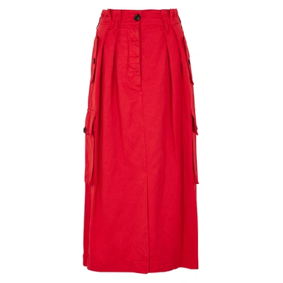 Dries Van Noten Savannah Red Cotton-blend Cargo Midi Skirt
