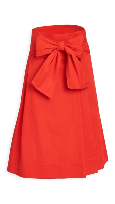Tory Burch Cotton-poplin Wrap Skirt In Red