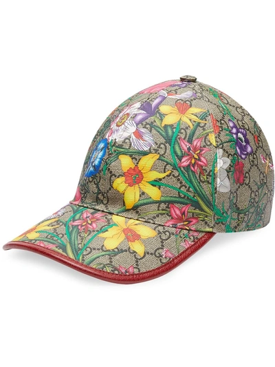 Gucci Gg Flora Print Baseball Cap In Multicolore