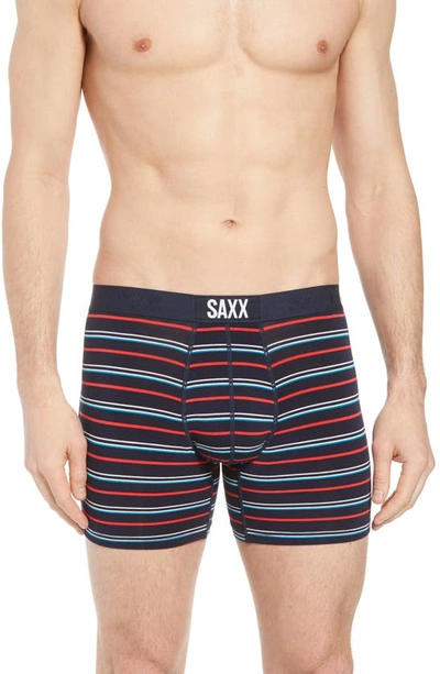 Saxx Vibe Stripe Three-d Slim Fit Boxer Briefs In Dark Ink Coast Stripe