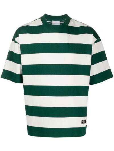 Ami Alexandre Mattiussi Oversized Striped T-shirt In Green