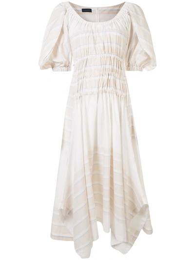 Eudon Choi Pina Gathered Cotton Dress In Neutrals