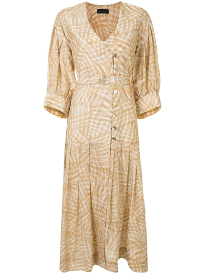 Eudon Choi Geometric-print Shirt Dress In Brown
