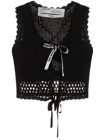 Off-white Tied Crochet Top In Black