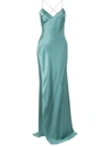 Michelle Mason Strappy Wrap Gown In Green