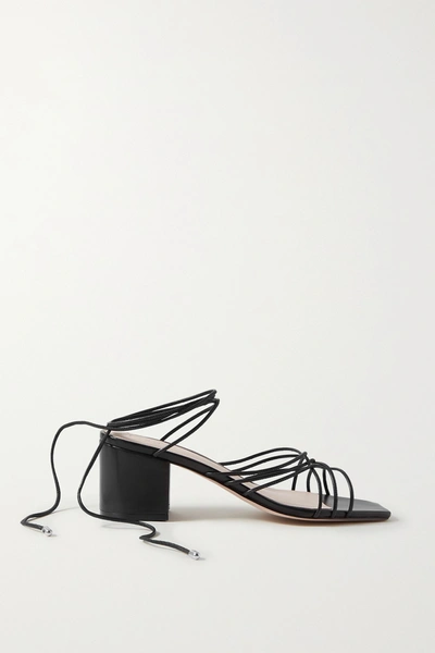 Porte & Paire Woven Leather Sandals In Black
