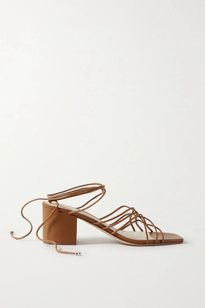 Porte & Paire Woven Leather Sandals In Tan