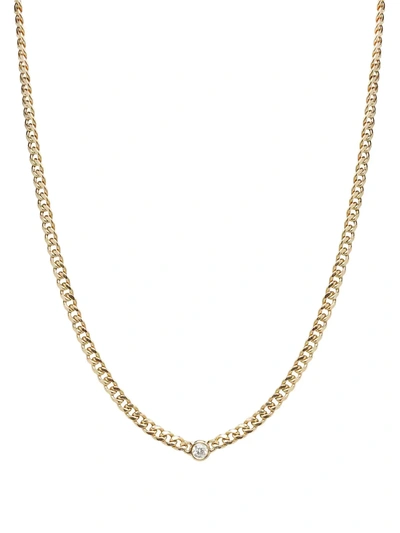 Zoë Chicco Floating Diamond 14k Yellow Gold Curb Chain Necklace