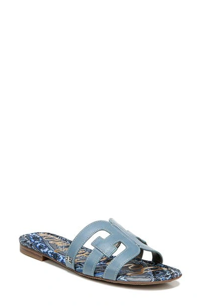 Sam Edelman Women's Bettie Logo Slide Sandals Women's Shoes In Smokey Blue Leather