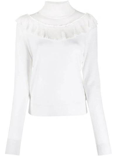 Chloé Ruffle-detail Knitted Top In White