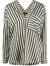 Antonelli Striped-print V-neck Blouse In Neutrals