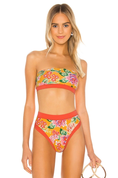 Lovers & Friends Little Me Bikini Top In Tangerine Floral