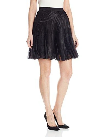 Halston Heritage Engineered-strips Flared Skirt, Black