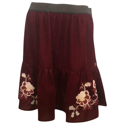 Pre-owned Pinko Velvet Mid-length Skirt In Burgundy