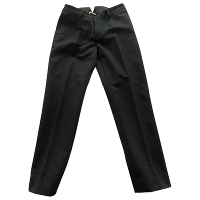 Pre-owned Miu Miu Wool Straight Trousers In Black