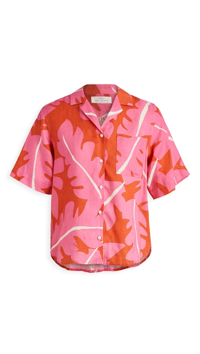 Birds Of Paradis Margot Camp Shirt In Pink Palm Print