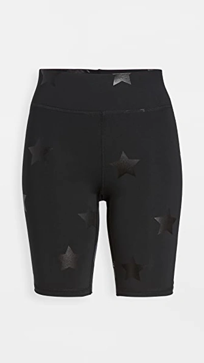 Terez Black Tonal Star Foil Uplift Bike Shorts
