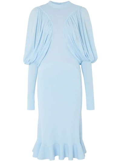 Burberry Puff-sleeve Jersey Dress In Blue