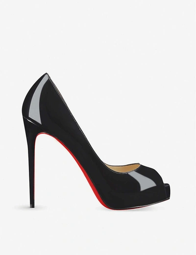 Christian Louboutin New Very Prive Patent Red Sole Pumps In Black