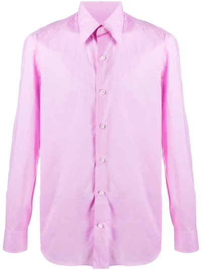 Salvatore Piccolo Pink Cotton Slim Fit Shirt