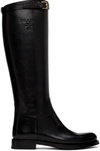 Prada Leather Knee High Boots In Black