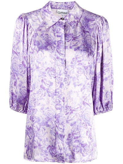 Ganni Women's Purple Viscose Shirt