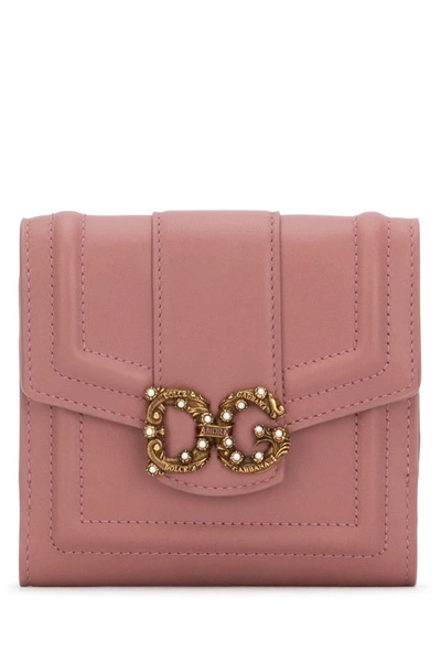 Dolce & Gabbana Amore Logo French Flap Wallet In Pink