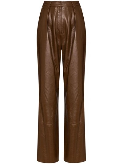 Michael Lo Sordo High-rise Wide-leg Trousers In Brown