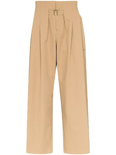 Iroquois High Waist Pleated Trousers In Neutrals