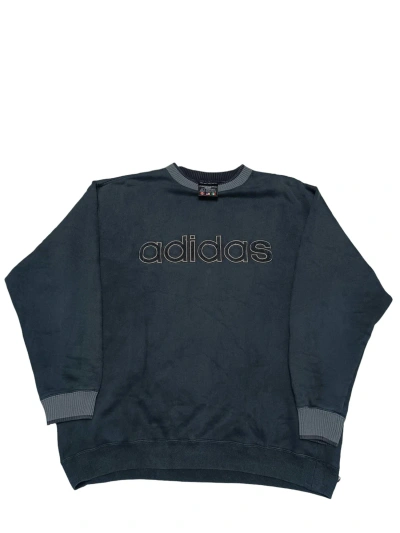 Pre-owned 1990x Clothing X Adidas Biglogo Embroidered Fantastic Oversize Sweatshirt 90's In Faded Black