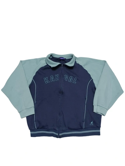 Pre-owned 1990x Clothing X Kangol Vintage 90's Kangol Biglogo Cotton Bomber Jacket In Blue