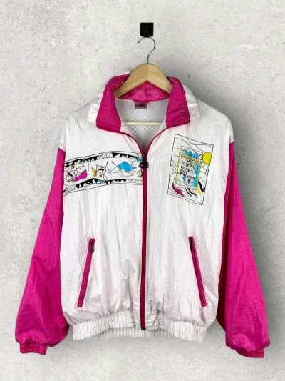 Pre-owned 1990x Clothing X Puma Vintage 90's Puma Sportswear Lightweight Jacket Windbreaker In White Pink