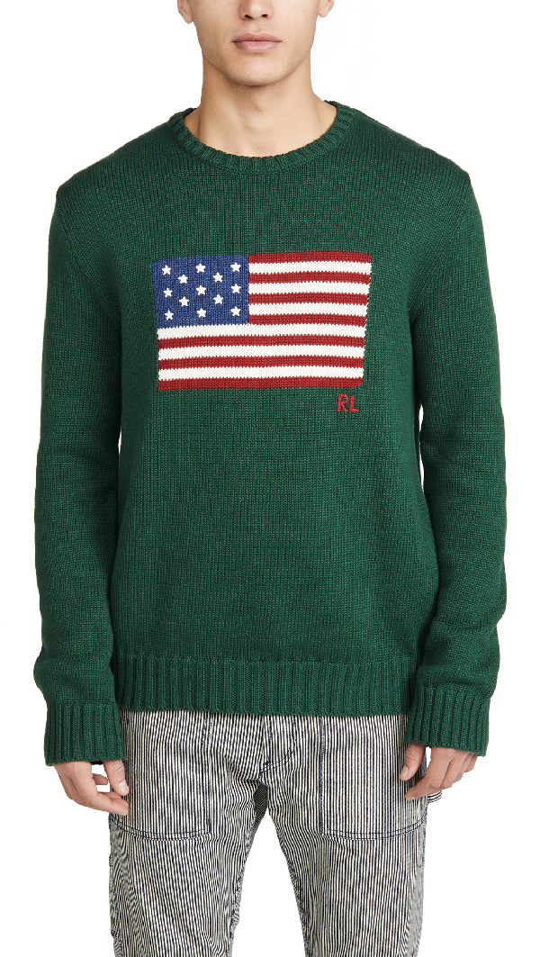 Polo Ralph Lauren Iconic Flag Cotton Intarsiaknit Sweater In Northwest