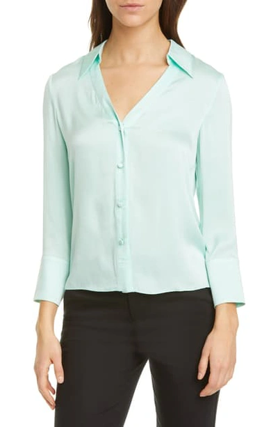 Alice And Olivia Alice + Olivia Hope Button-up Blouse In Mint