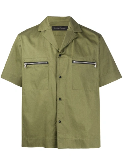 Christian Pellizzari Zip-detail Short Sleeve Shirt In Green