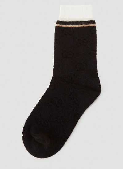 Gucci Terry-towelling Logo Socks In Black