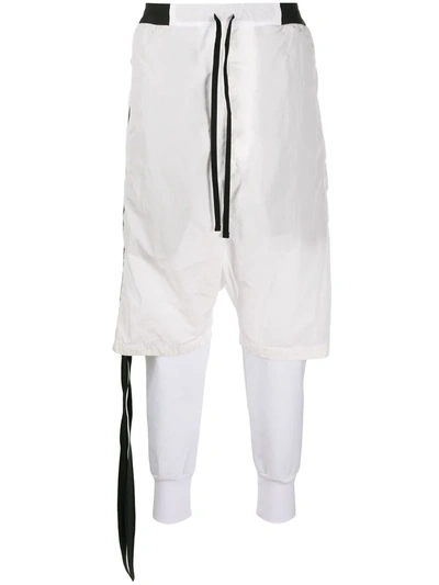 Ben Taverniti Unravel Project Layered Drop-crotch Track Trousers In White